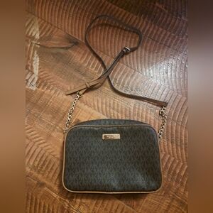 Michael Kors Dark Brown Monogram Crossbody Bag